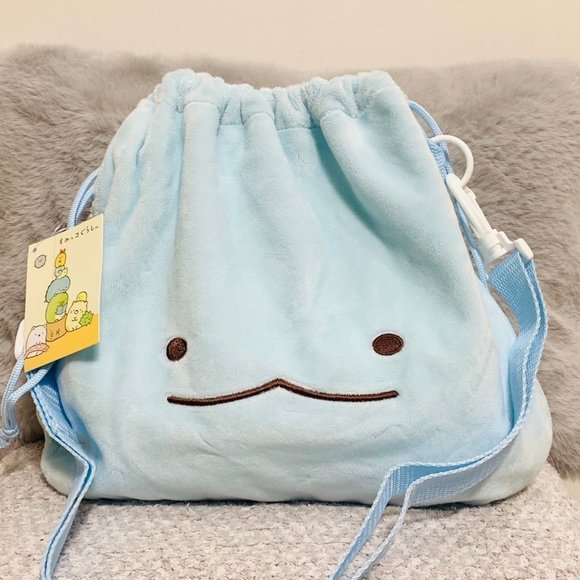 San-x Sumikko gurashi Large Plush Pouch Drawstring Pouch Lizard Crossbody Bag - Picture 7 of 14